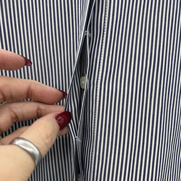 J. Crew Sz M Button Front Tunic Shirt Factory Striped Infinity Long Sleeve C3531 - Picture 3 of 13